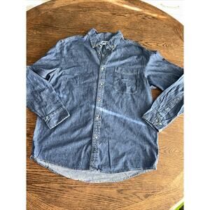 Joes USA Mens Blue Denim Long Sleeve Button Up Shirt 100% Cotton Size Large